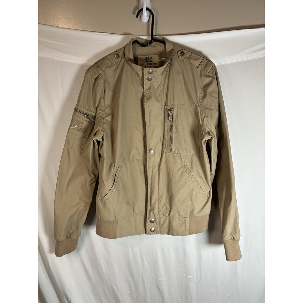 Juicy Couture The Racer Bomber Jacket Y2K Moto Utility Size L Rare Military